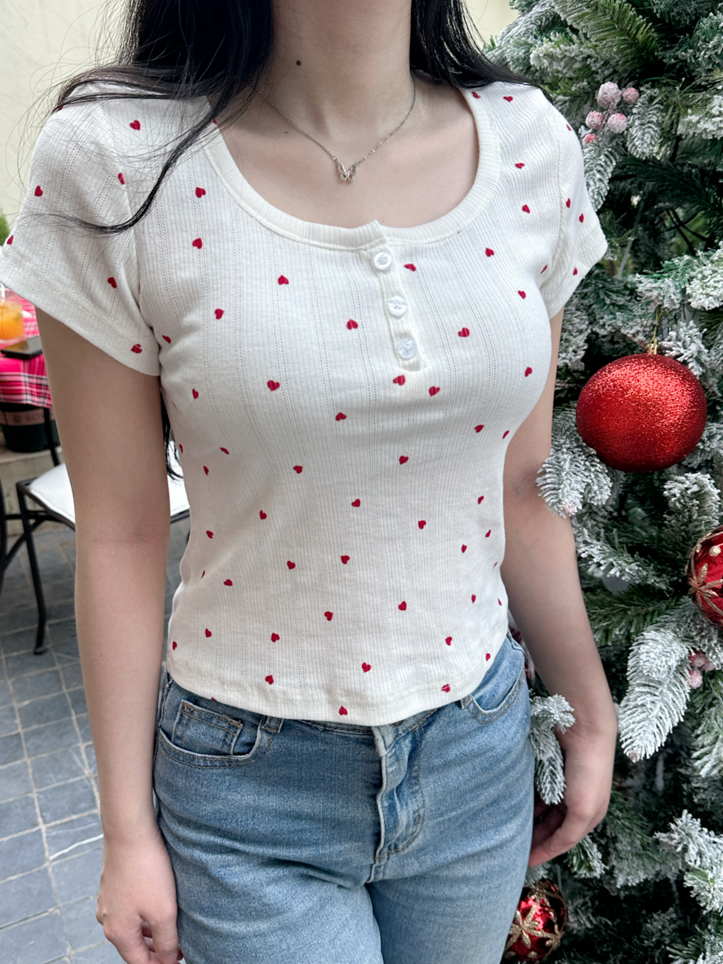 Red heart short slevee