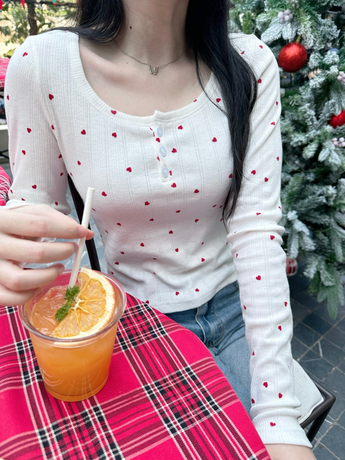 Red heard long sleeve