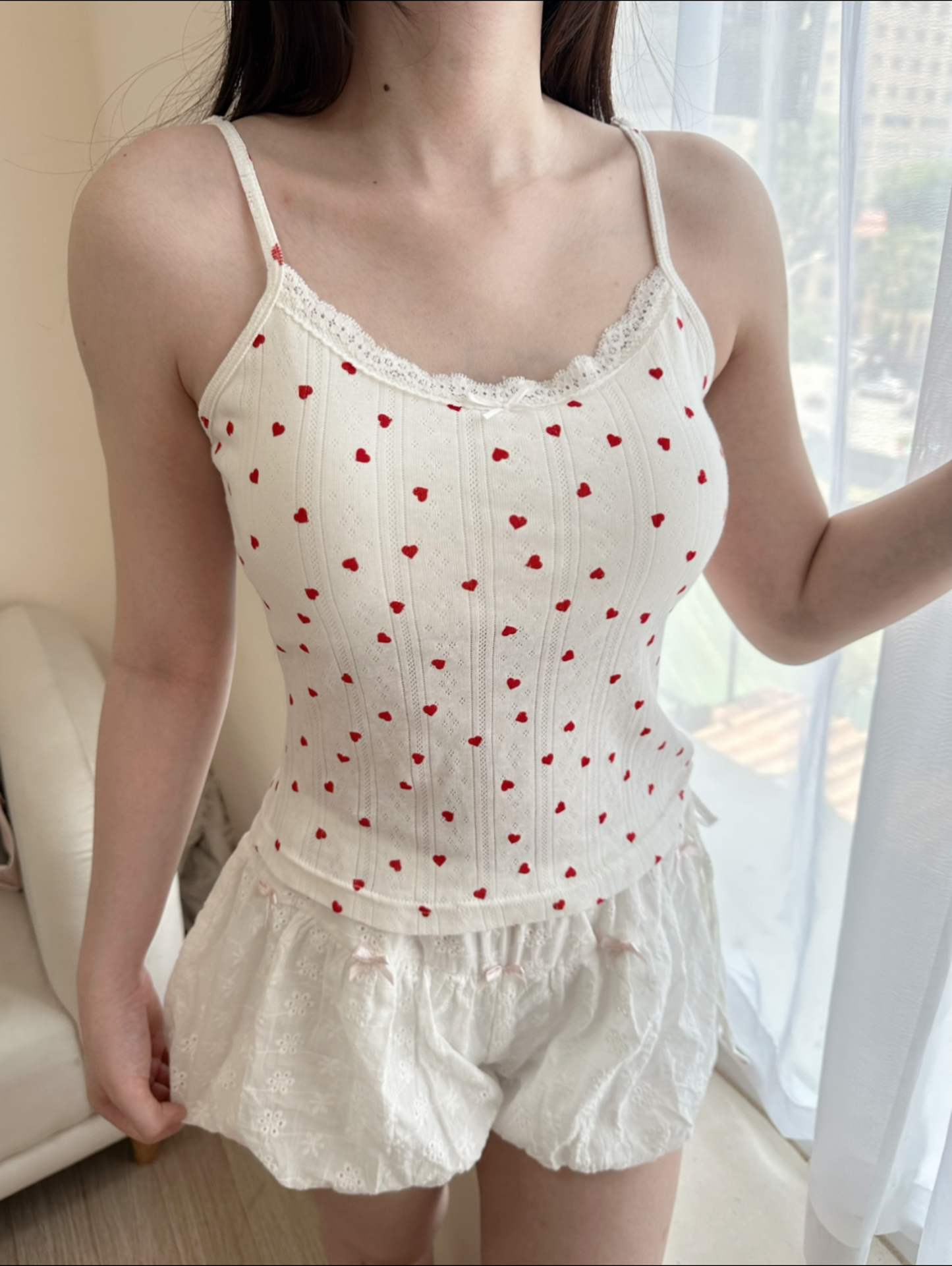 Red heart cami