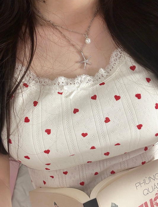 Red heart cami