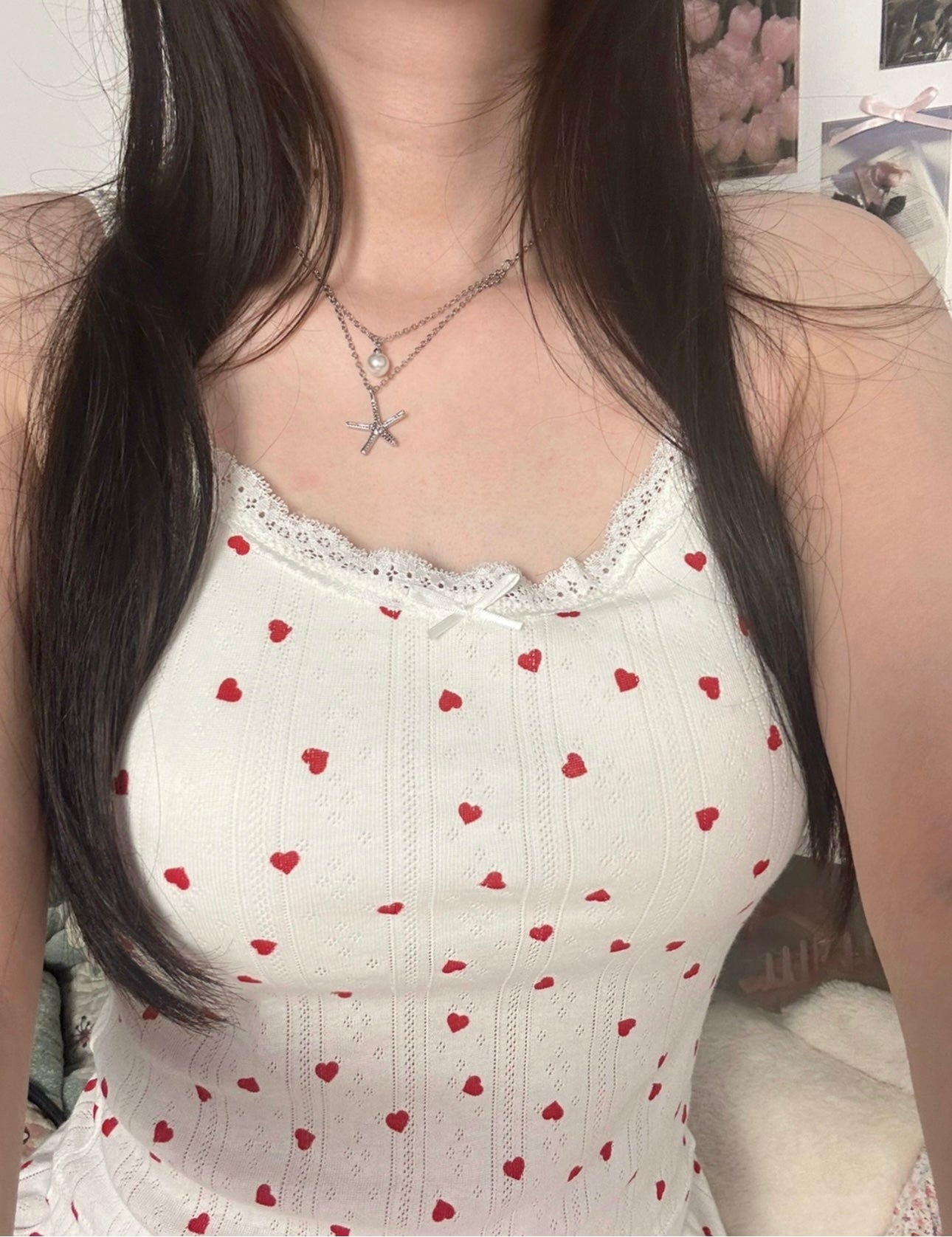 Red heart cami