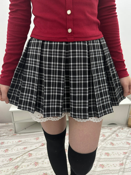 Black plaid skirt
