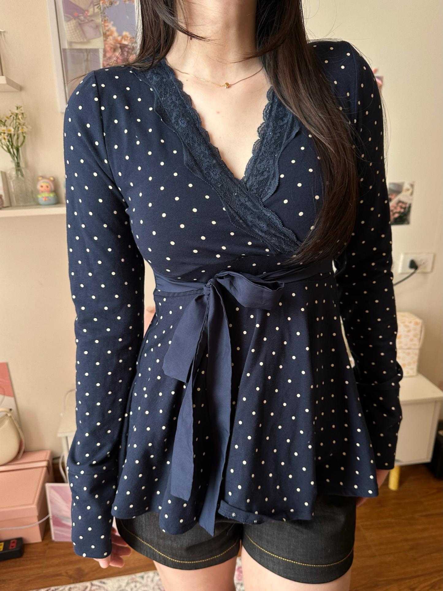 Midnight wrap top long sleeve