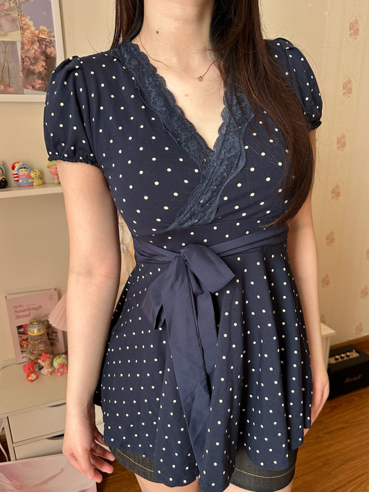 Midnight wrap top short sleeve