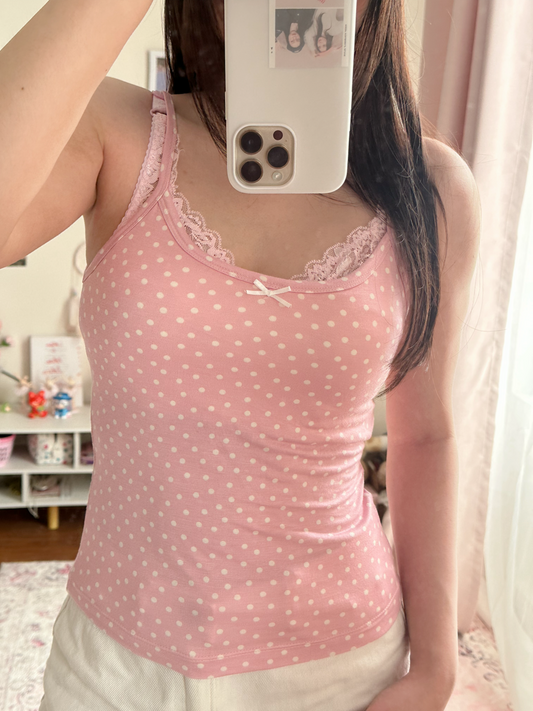 Pink polka dot cami